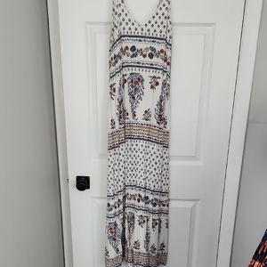 Floral Maxi Dress - White and Blue